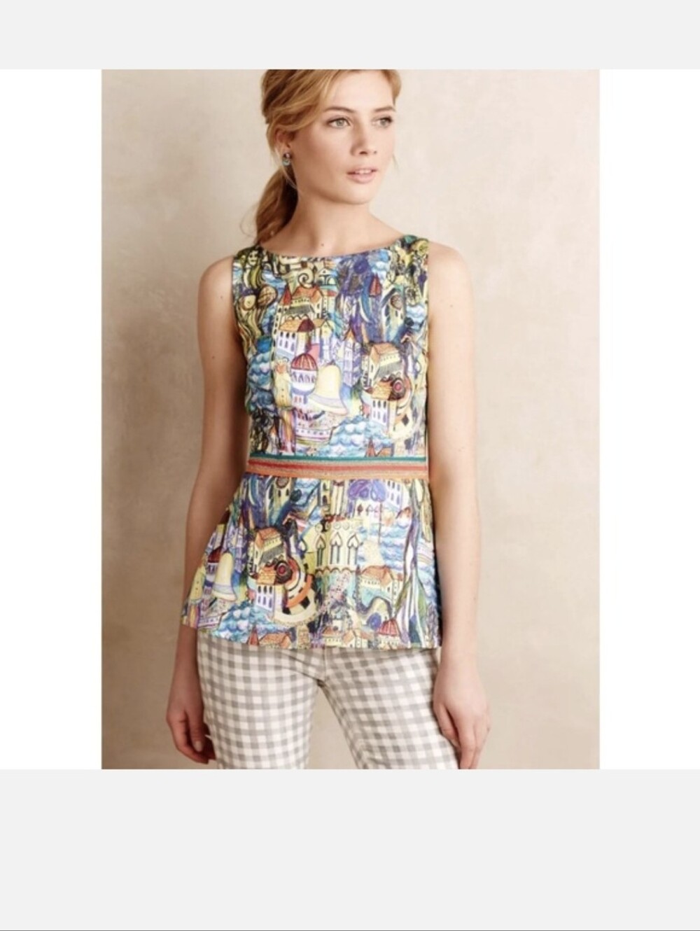 Weston Anthropologie Cityscape Peplum Top
